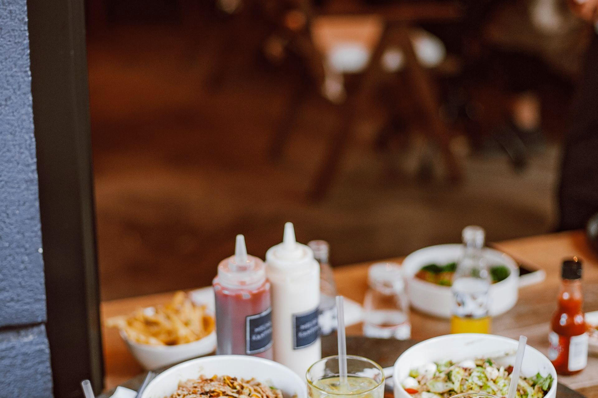 A laid table in a restaurant