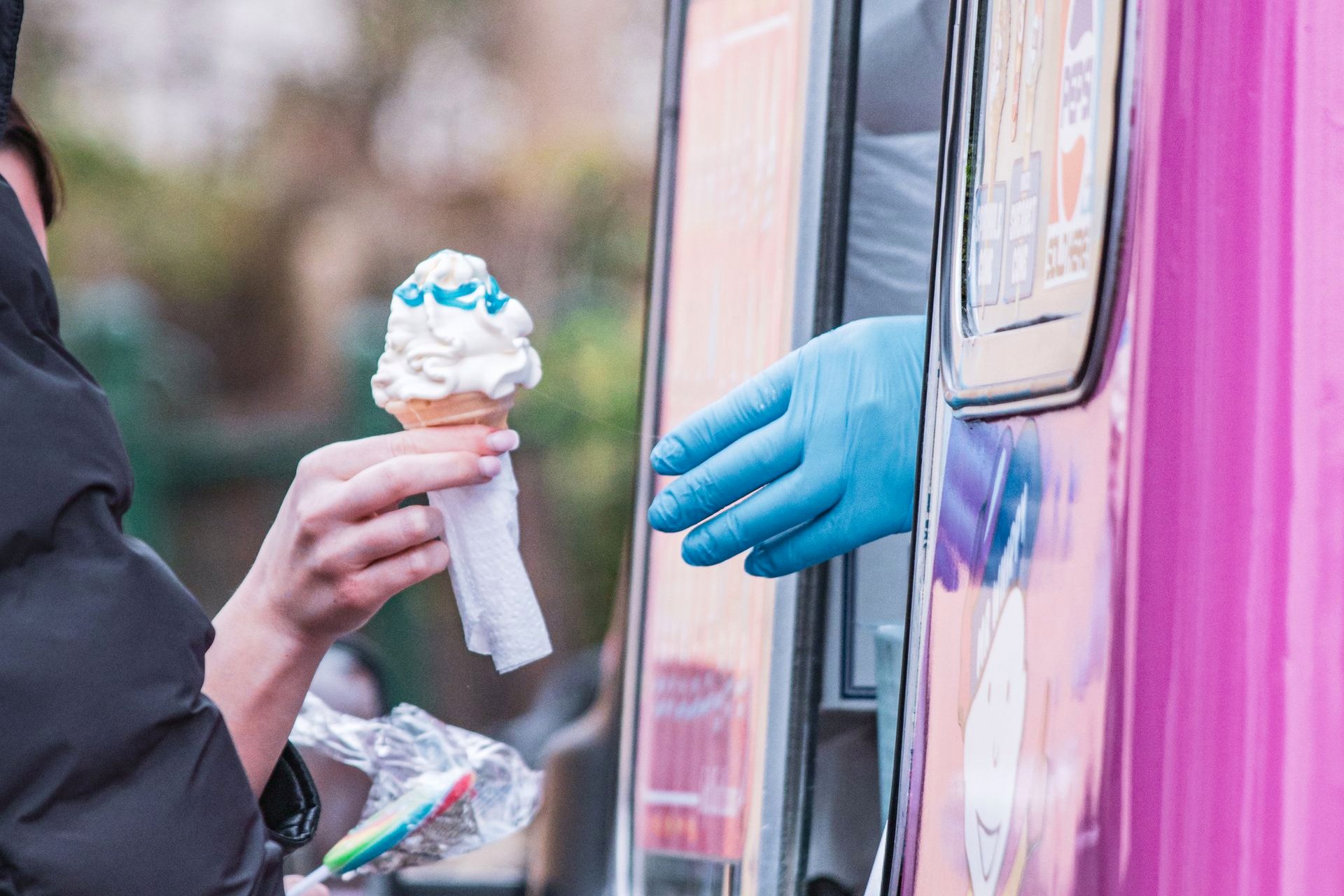 Food being served from a van window